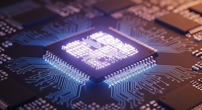 Illuminated circuit board representing advanced technological innovation