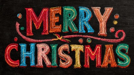colorful chalk lettering merry christmas on blackboard religious holiday and text design concept for christmas celebration lifestyle view for greeting card invitation poster banner