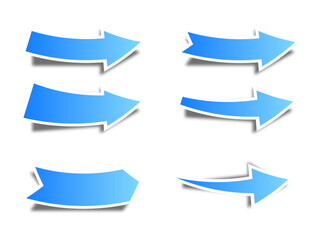 Fototapeta premium Set of 3D Blue Arrow Stickers with Shadow.
