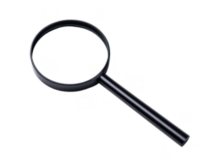 Magnifying glass isolated on transparency background black handle round lens simple design used for inspection search or investigation tool for reading or science clear and minimalistic style