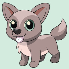 Cute cartoon baby animals vector illustration drawing featuring a happy pet dog and cat mascot on a white background