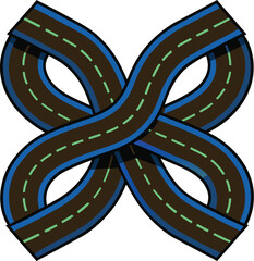 Abstract concept design of a gold metal road sign circle with a wedding ring snake vector illustration