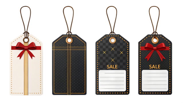 Vector set of realistic isolated blank price tag coupons for Black Friday sale for decoration and covering on the transparent background.
