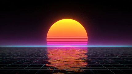 2026 in retro synthwave style with glowing grid and pixelated sun