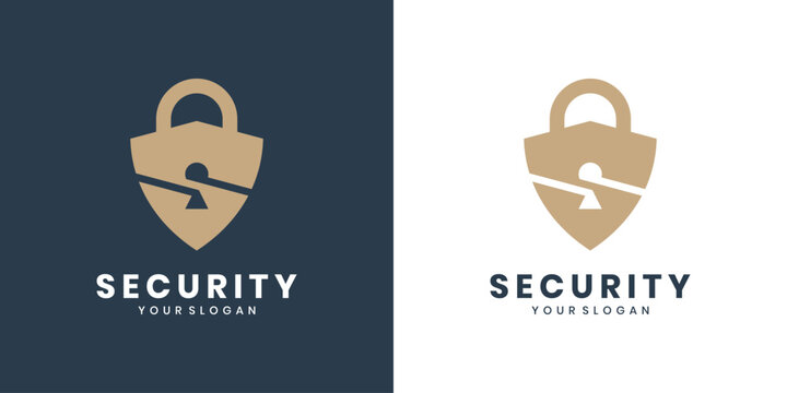 Security logo design, letter S forms a shield and padlock
