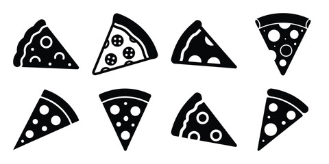 pizza slice silhouette icon set. Transport symbol and Vector illustration.