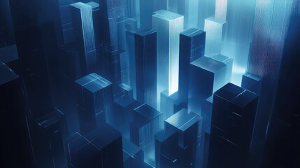 Abstract blue urban landscape building modern technology data