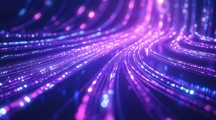 Digital data flowing through fiber optic network lines