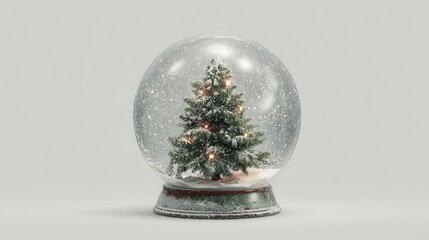 shiny christmas tree snow globe generative ai