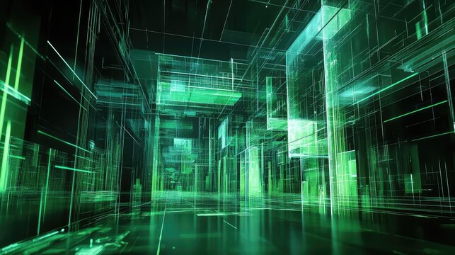 Digital data tunnel forming abstract cyberspace network