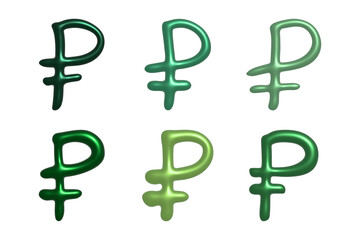 Set of 3d russian ruble currency symbol Elements for design