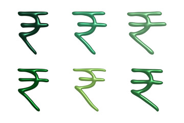 Set of 3d rupee currency symbol Elements for design