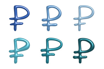 Obraz premium Set of 3d russian ruble currency symbol Elements for design