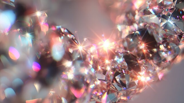 Diamonds refracting light creating abstract sparkling glitter background