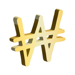 3d won currency symbol. Single element for design