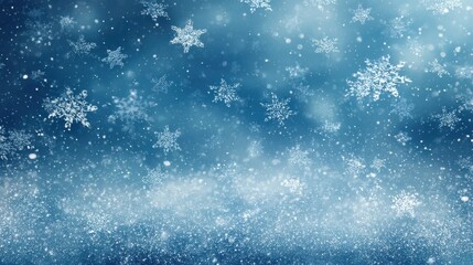 christmas blue background with snow snowflakes falling winter scene festive backdrop holiday theme