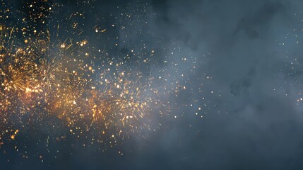 fireworks explode above dark grey texture bright golden sparks light night sky new years eve celebration banner 2025 holiday party background festive winter panorama image