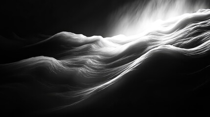 Abstract flowing waves creating a dynamic light dark contrast