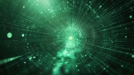 Digital data moving through a futuristic network tunnel