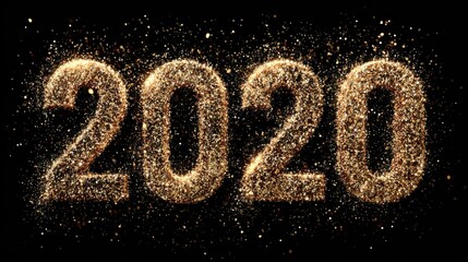 2026 new year text with golden sparkles