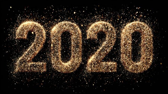 2026 new year text with golden sparkles