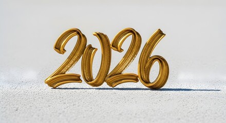 Elegant golden 2026 new year calligraphy design for creative invitations and greetings