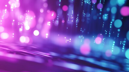 Digital data flowing futuristic background with bokeh lights