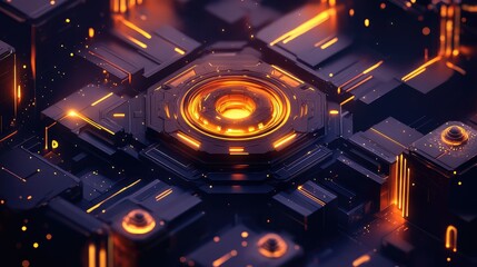 Glowing central processing unit core transmitting data