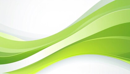 Abstract backdrop with flowing green waves against a white gradient background creates a serene and modern design element
