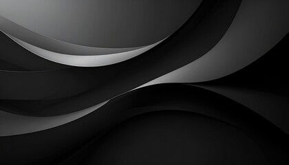 Wavy, monochromatic ribbons interweave, creating depth and dynamic flow through shades of gray and black abstract shapes