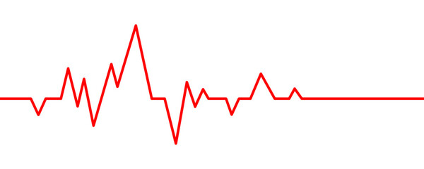 Red heartbeat line on isolated white. Red heartbeat symbol. Red heartbeat line PNG with transparent background. Heart wave vector illustration.