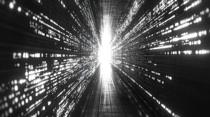 Digital data streaming in abstract light tunnel
