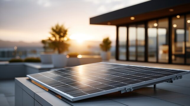 Homeowners lifting lightweight solar panels onto eco-home roof &mdash; renewable lifestyle investment and modern off-grid energy concept. cinematic color correction, natural uneven lighting yet gentle