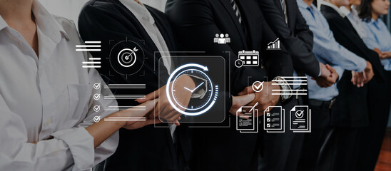 Concept of time management and productivity. Using tools like calendars and checklists to schedule tasks, set goals, and meet project deadlines for business efficiency. Fermion