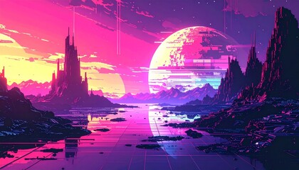 Retro pixel-art glitch loop with corrupted visuals, static noise and flickering effec