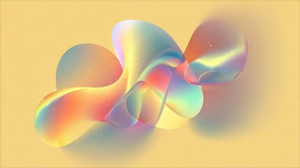 Colorful iridescent fluid abstract blobs swirling on a pastel background
