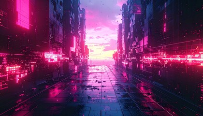 Cyberpunk-style loop with broken visuals, glitch textures, analog interference, 