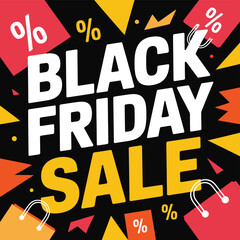 Black Friday Sale With Shopping Bags And Geometric Shapes discount offer
