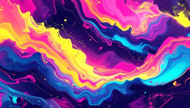 4k seamless looped VJ animation of Vibrant abstract glitch art in neon pink yellow 