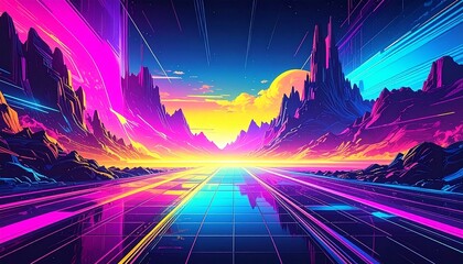 4k seamless looped VJ animation of Vibrant abstract glitch art in neon pink yellow 