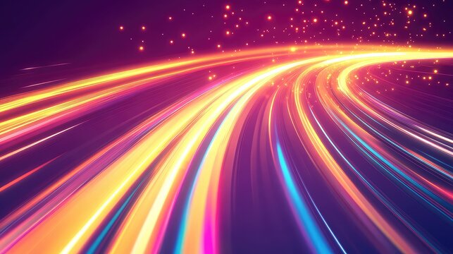 Fast light trails showing abstract speed technology connection