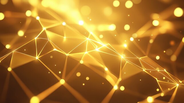 Golden glowing plexus network forming technology connections - Powered by Adobe