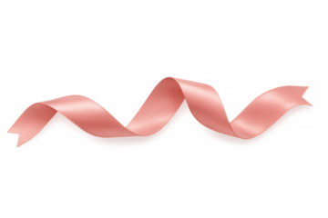 Flowing pink satin ribbon isolated on transparent background, curling softly, depicting elegance and celebration
