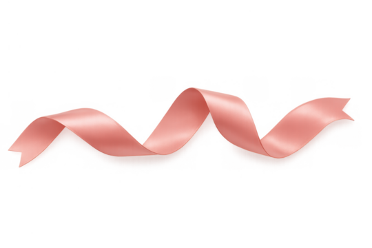 Flowing pink satin ribbon isolated on transparent background, curling softly, depicting elegance and celebration