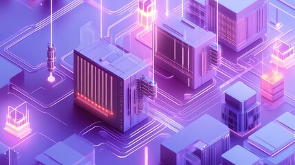 Data processing and networking in isometric server farm