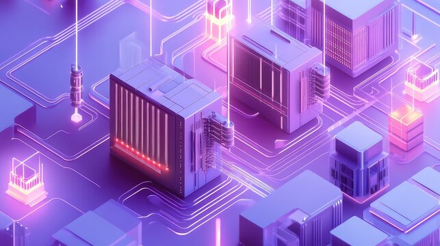 Data processing and networking in isometric server farm