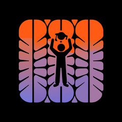 A symbolic graduation icon with a graduate holding a cap, surrounded by abstract foliage, representing academic achievement and the celebration of educational success