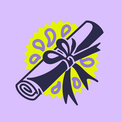 Illustration of a diploma scroll, symbolizing academic achievement, educational success, and the attainment of a degree or certification