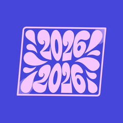 Groovy 2026 vector design with retro font and colorful background, perfect for greeting cards, posters, and social media posts to celebrate the new year