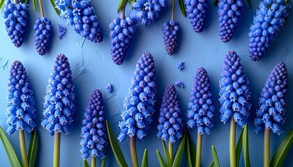 4k zoom in out HELLO SPRING Postcard layout. Flat lay, top view. Blue hyacinths i